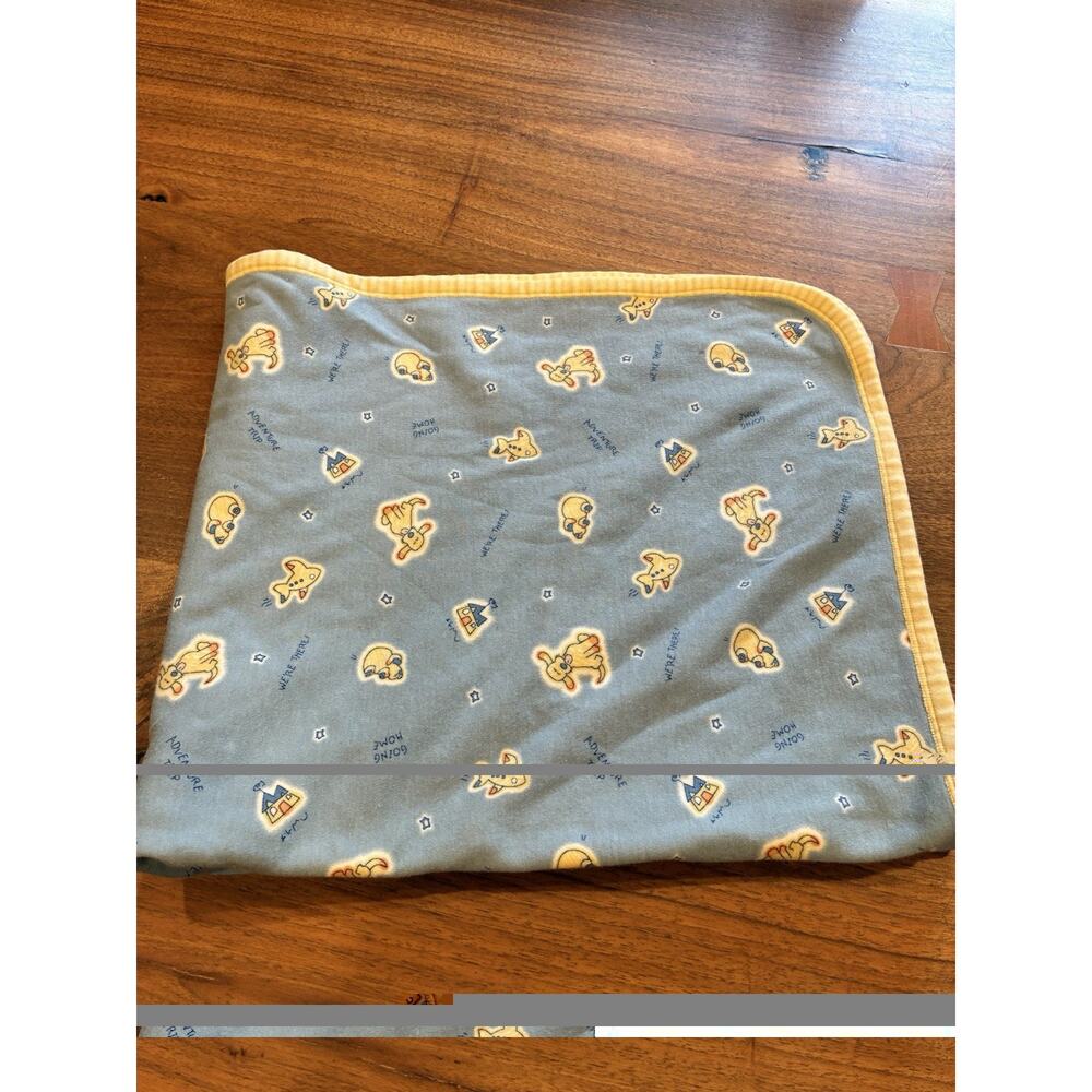 Carter's Emu Namae Dog Blanket 2000 Blue Yellow 28" X 34" Vintage K1096 Baby Y2K
